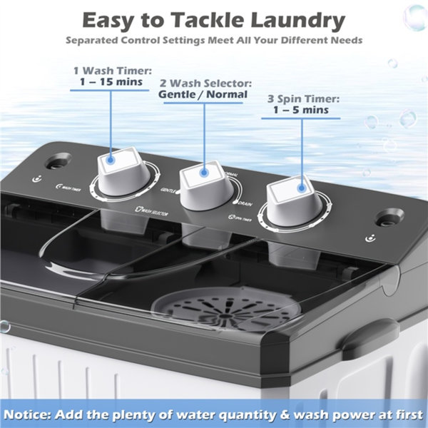 Costway High Efficiency Portable Washer & Dryer Combo in White And Gray